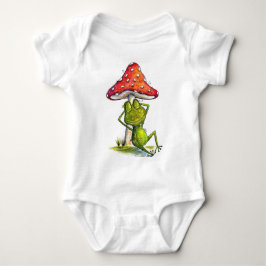 Whimsischer Schlaffrosch unter einem Pilz Baby Strampler