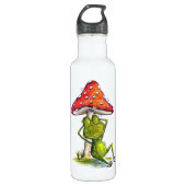 Whimsischer Schlaffrosch unter einem Pilz Edelstahlflasche (Vorderseite)