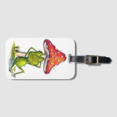 Whimsischer Schlaffrosch unter einem Pilz Gepäckanhänger (Vorderseite (Horizontal))
