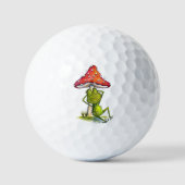 Whimsischer Schlaffrosch unter einem Pilz Golfball (Vorderseite)