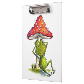 Whimsischer Schlaffrosch unter einem Pilz Klemmbrett (Links)