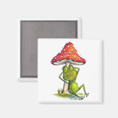 Whimsischer Schlaffrosch unter einem Pilz Magnet (Vorderseite/Rückseite)