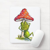 Whimsischer Schlaffrosch unter einem Pilz Mousepad (Mit Mouse)