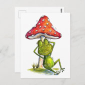 Whimsischer Schlaffrosch unter einem Pilz Postkarte (Vorne/Hinten)