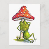 Whimsischer Schlaffrosch unter einem Pilz Postkarte (Vorderseite)