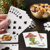 Whimsischer Schlaffrosch unter einem Pilz Spielkarten (In Situ)