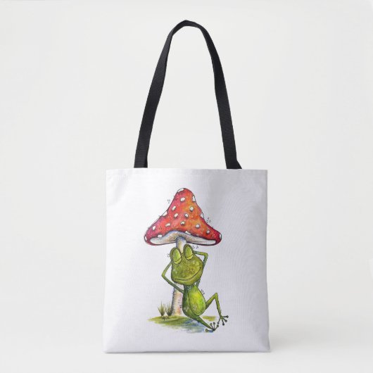 Whimsischer Schlaffrosch unter einem Pilz Tasche (Vorderseite)