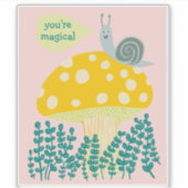 Whimsischer Schnecke auf Magischen Pilz CUSTOM Aufkleber (Vorderseite)