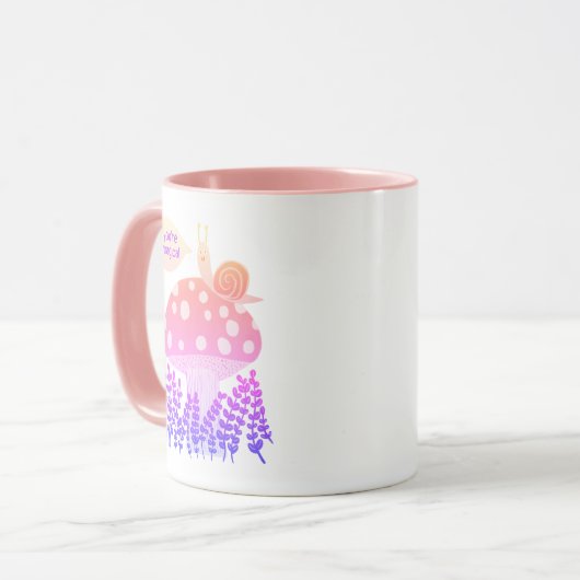 Whimsischer Schnecke auf Magischen Pilz CUSTOM Tasse (Vorderseite Links)