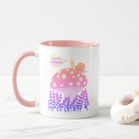 Whimsischer Schnecke auf Magischen Pilz CUSTOM Tasse (Mit Donut)