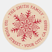 Whimsischer Schneeflocke Kraft sieht rote Rücksend Runder Aufkleber (Vorderseite)