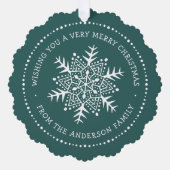 Whimsischer Schneeflocken-Dot-Grenz-Kiefer grün Ornament Karte (Vorderseite)