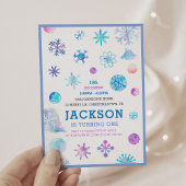 Whimsischer Schneeflocken Winter Kindergeburtstag  Einladung