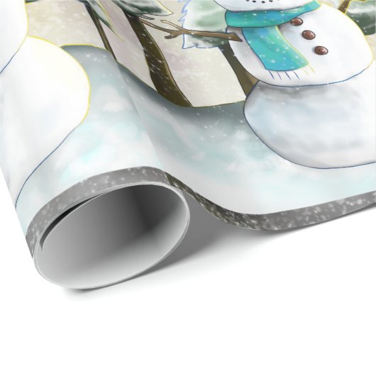 Whimsischer Schneemann im Winter Weihnachtsmuster Geschenkpapier (Rolleneckpunkt)