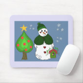 Whimsischer Schneemann mit Birdhouse Mousepad (Mit Mouse)