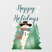 Whimsischer Schneemann und Bäume Fensteraufkleber (Blatt)