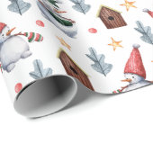 Whimsischer Schneemann Weihnachten Geschenkpapier (Rolleneckpunkt)