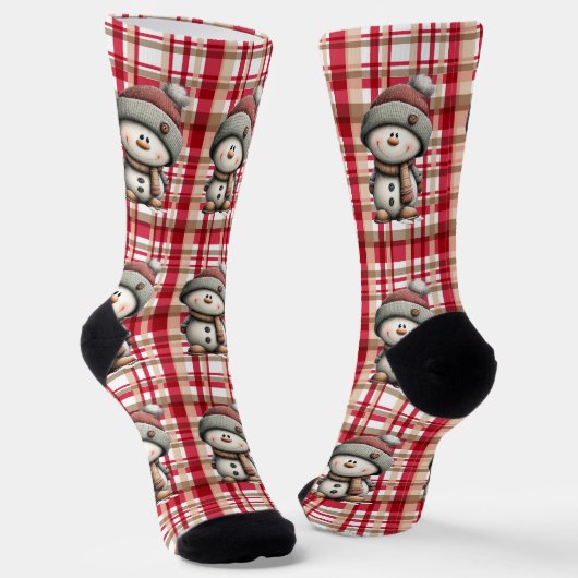 Whimsischer Schneemann Weihnachten Socken (Gewinkelt)