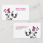 Whimsischer Schwarz-Rosa-Bird Visitenkarte (Vorne/Hinten)