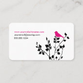 Whimsischer Schwarz-Rosa-Bird Visitenkarte (Rückseite)