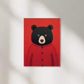 Whimsischer Schwarzbär in Red Sweater Poster