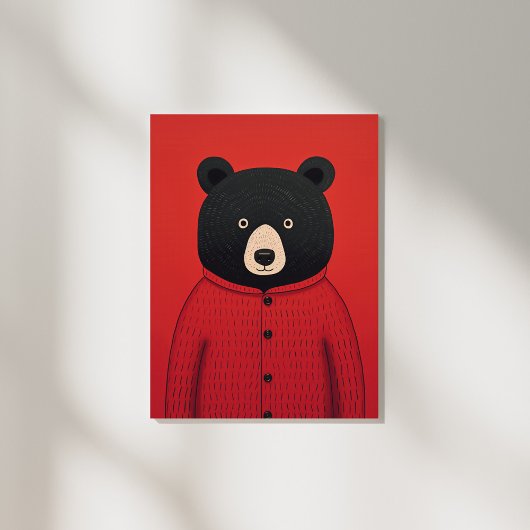 Whimsischer Schwarzbär in Red Sweater Poster