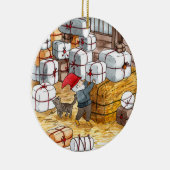 Whimsischer Schwedisch Tomten Wasserfarben Weihnac Keramik Ornament (Rechts)