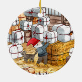 Whimsischer Schwedisch Tomten Wasserfarben Weihnac Keramik Ornament (Hinten)