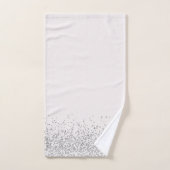 Whimsischer Silber-Glitzer auf weißem Monogramm Badhandtuch Set (Handtuch)