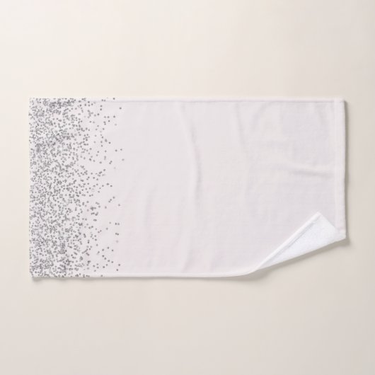 Whimsischer Silber-Glitzer auf weißem Monogramm Badhandtuch Set (Handtuch)