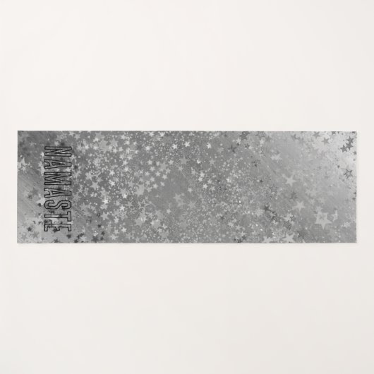 Whimsischer Silberstars Glitzer Personalisiert Yogamatte (Vorderseite (Horizontal))