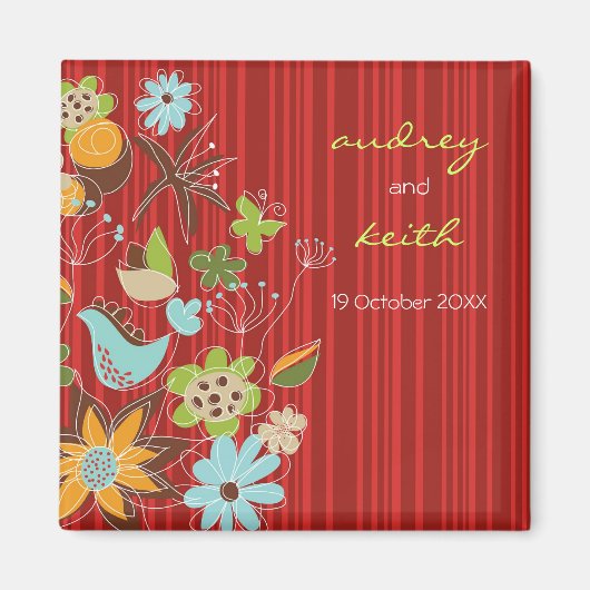 Whimsischer Sommergarten Rote Flora Save the Date Magnet (Vorne)