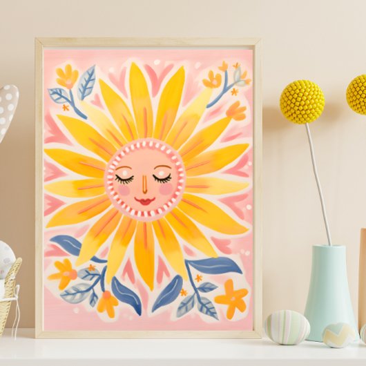 Whimsischer Sonnenblumen Kinderzimmer Wand Kunstpo Poster