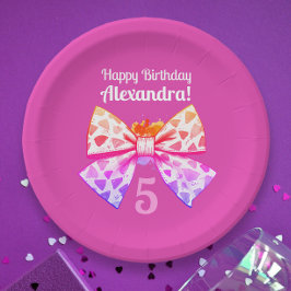 Whimsischer Spaß Girly Pink farbenfrohe Bow Wasser Pappteller