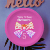 Whimsischer Spaß Girly Pink farbenfrohe Bow Wasser Pappteller