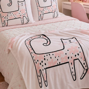 Whimsischer Spaß Rosa Florale Katze Denke Rosa Sherpadecke
