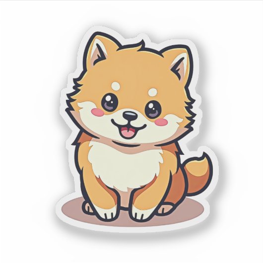 Whimsischer Spitz, hell und strahlend, klein Aufkleber (Vorderseite)