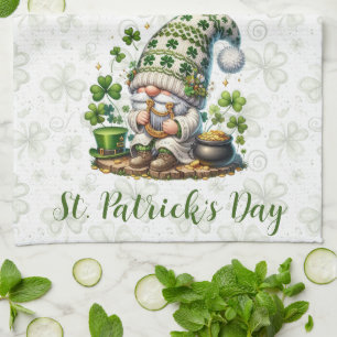 Whimsischer St. Patrick's Day Gnom Geschirrtuch
