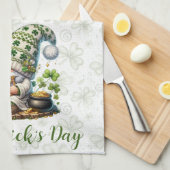 Whimsischer St. Patrick's Day Gnom Geschirrtuch (Viertel Falte)