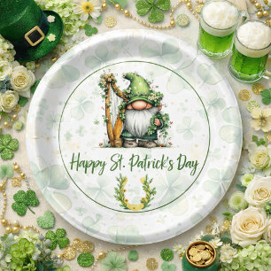 Whimsischer St. Patrick's Day Gnom  Pappteller