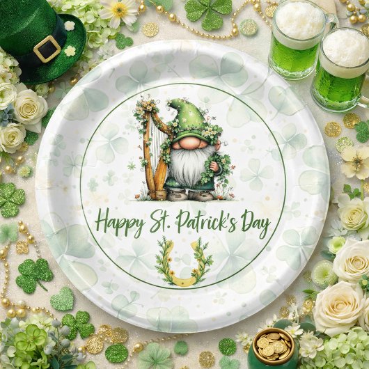 Whimsischer St. Patrick's Day Gnom Pappteller