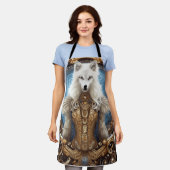 Whimsischer Steampunk charmanter weißer Wolf Schürze (Getragen)