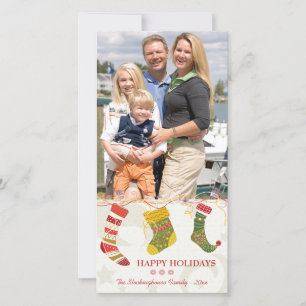 Whimsischer Strumpf Weihnachtsfeiertag Fotokarte Feiertagskarte