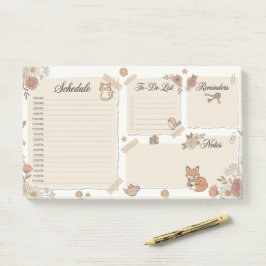 Whimsischer Tier- & Blumen-Tagesplaner Post-it Klebezettel