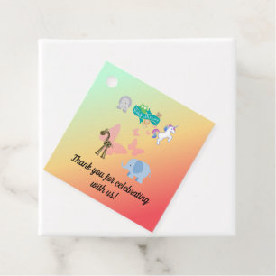 Whimsischer Tierparade Grüngelborange Geschenkanhänger