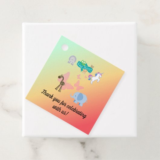 Whimsischer Tierparade Grüngelborange Geschenkanhänger (Beispiel)