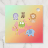 Whimsischer Tierparade Grüngelborange Geschenkanhänger (Rückseite)