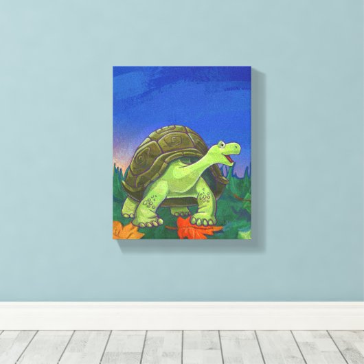 Whimsischer Tortoise Art Leinwanddruck (Insitu (Holzboden))