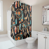 Whimsischer Träumer boho dunkelblütenschwarz aquam Duschvorhang (Beispiel)