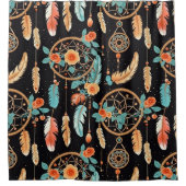 Whimsischer Träumer boho dunkelblütenschwarz aquam Duschvorhang (Vorderseite)